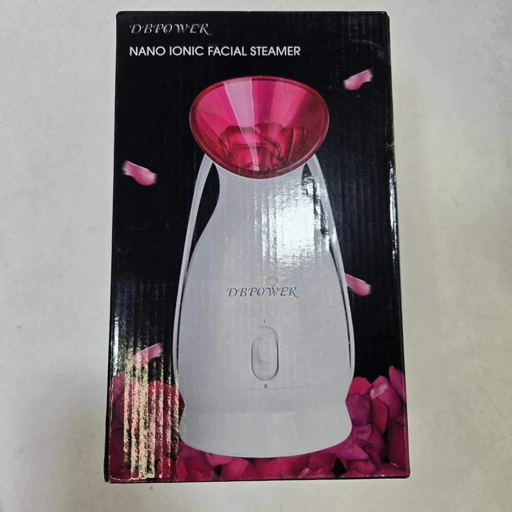 DBPOWER Nano Ionic Facial Steamer Womens White Pink Portable Hot Mist Sauna New